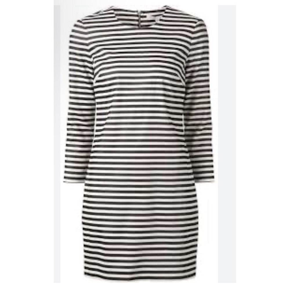 Veronica Beard Striped‎ Stretch Crepe Shift Dress Size 4 Black